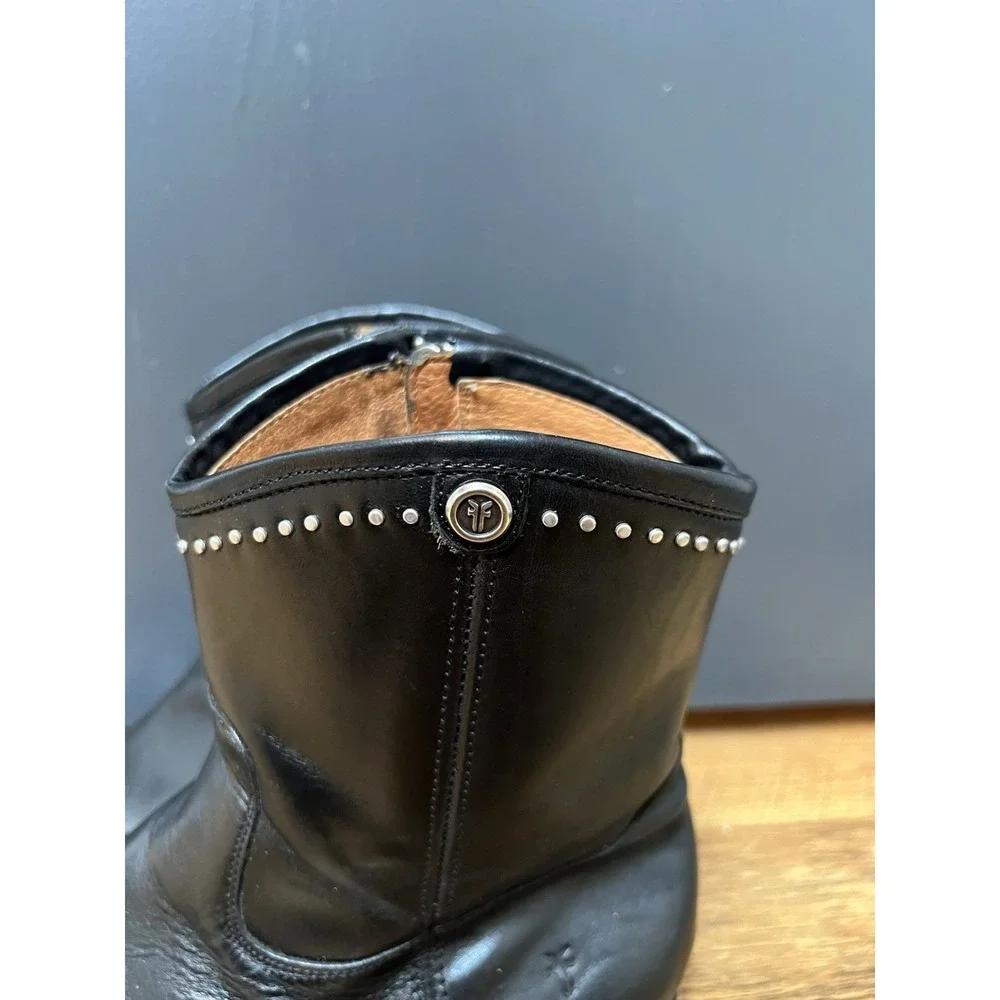 Frye Melissa Studded Short Black Leather Boots Size 8